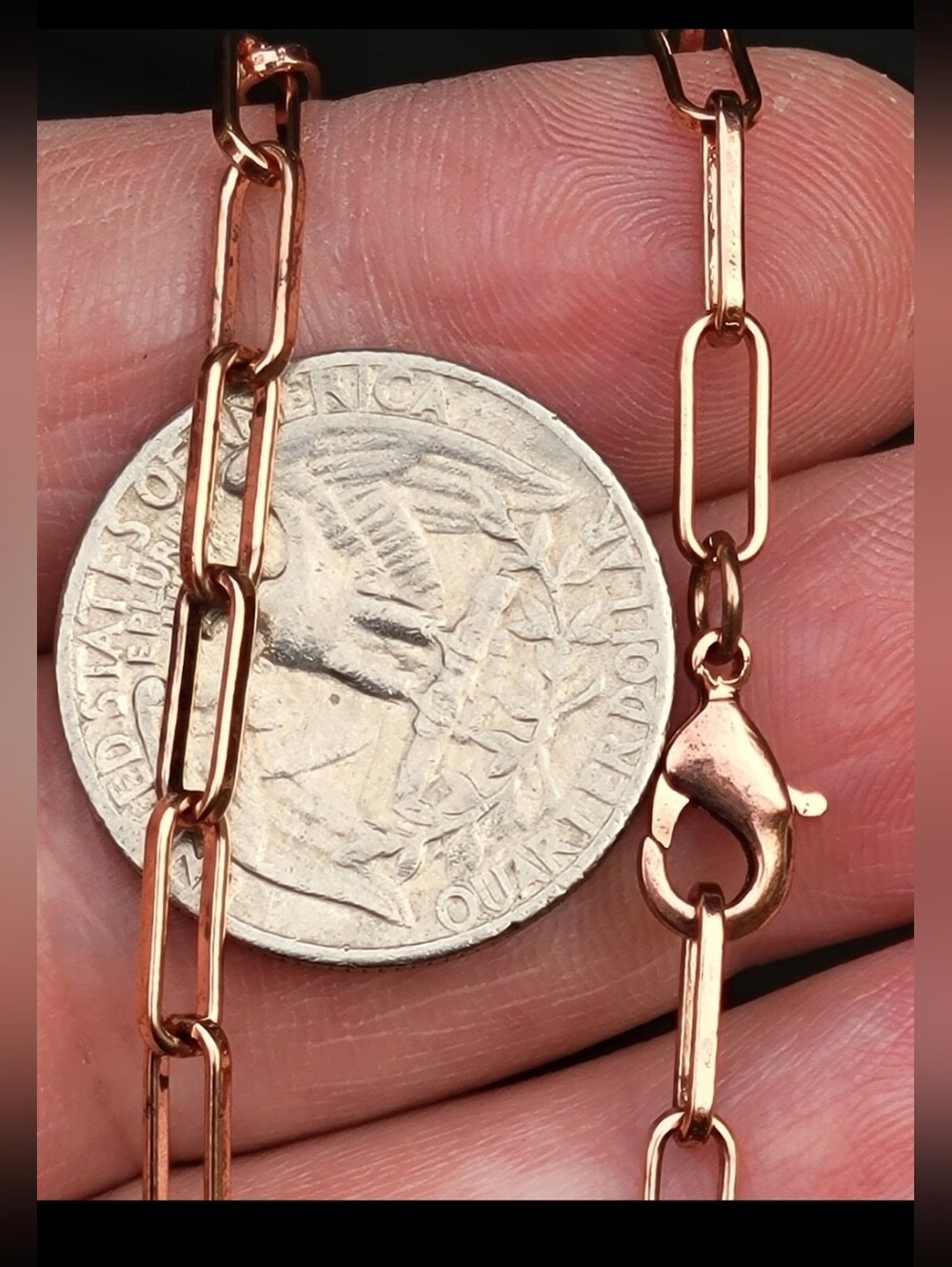 16" Copper Paperclip Link Chain Hook Lobster Clasp - New - Solid Copper Handmade